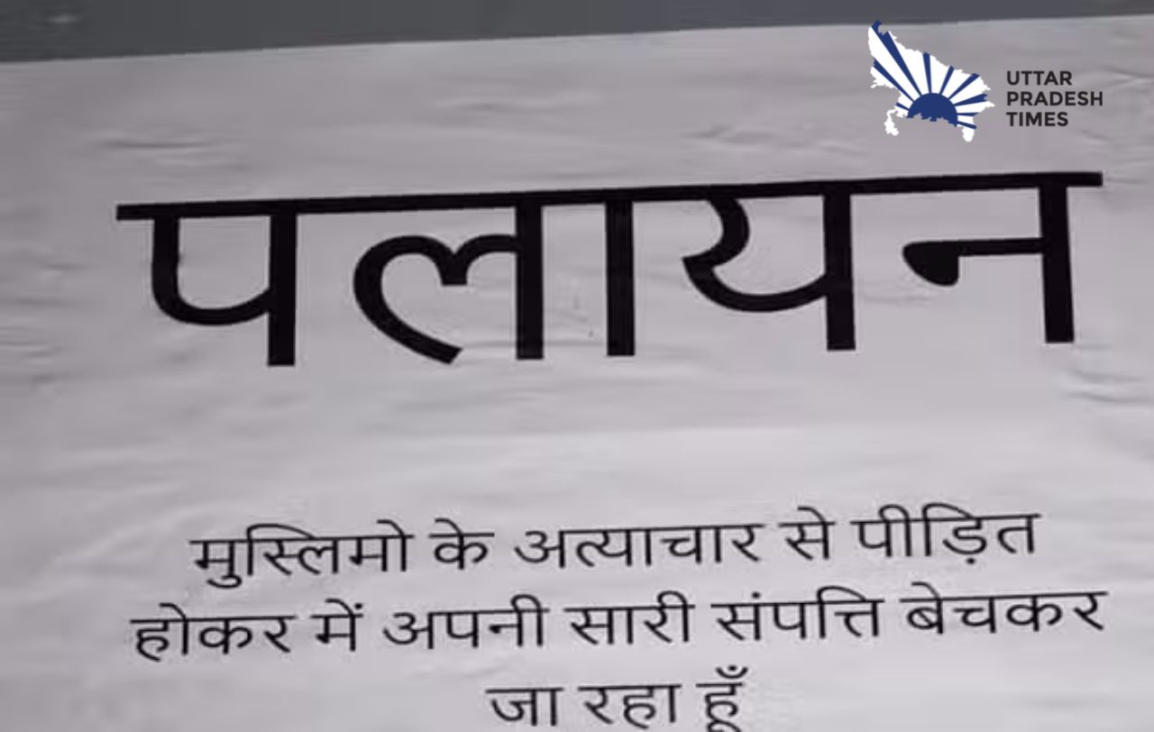 हिंदू परिवार ने दूसरे समुदाय के लोगों पर लगाया अत्याचार का आरोप, पलायन की दी धमकी, घर पर चिपकाये पोस्टर 